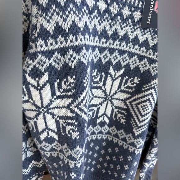 Vineyard Vines chunky Snowflake Roll neck Nautical Navy Wool Blend Sweater • L - Picture 8 of 8